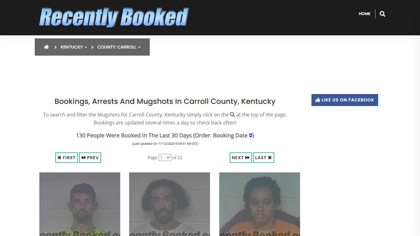 Bookings, Arrests and Mugshots in Carroll County, Kentucky