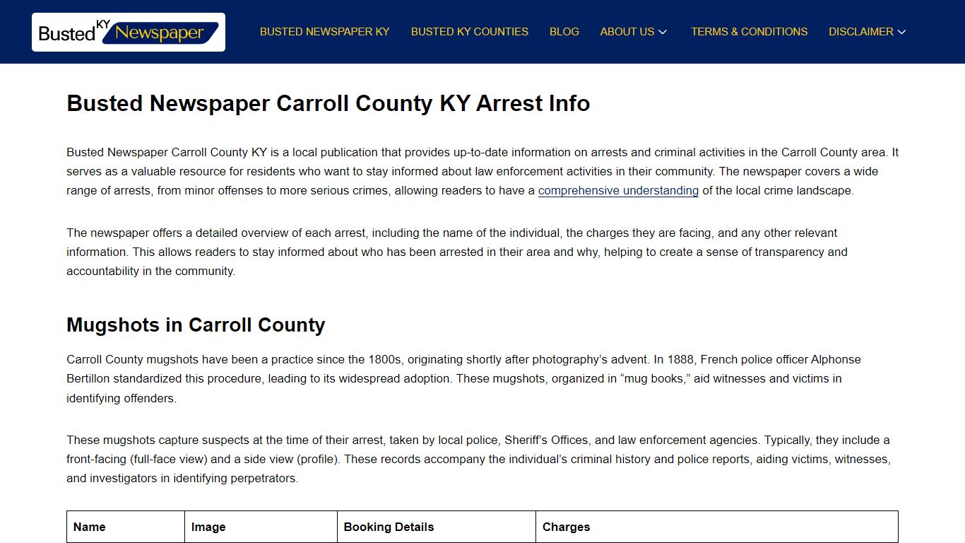 Busted Newspaper Carroll County KY Arrest Info